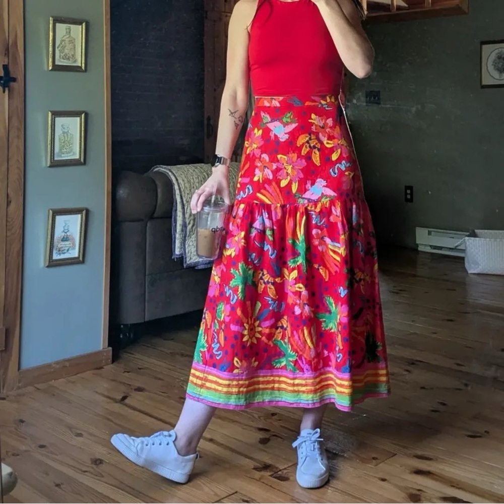 Maison d’Amelie Vibrant Abstract Print Maxi Skirt Size M